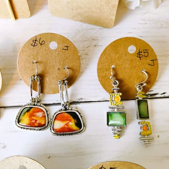 New 10 Colorful Earrings Dangle/Drop Resellers Lot/Bundle Gold & Silver Tone - Picture 3 of 7